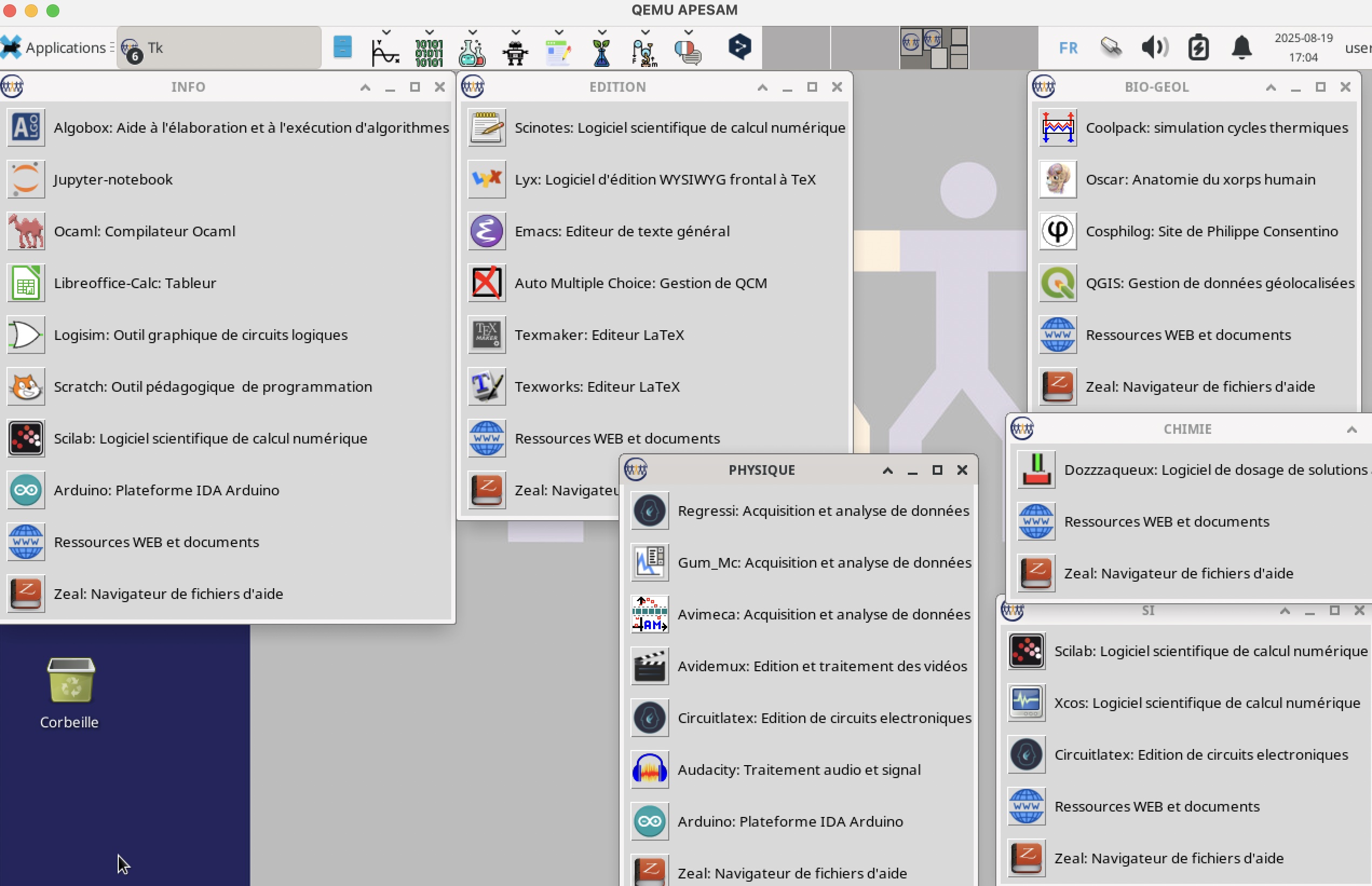 logiciels sur la clé
